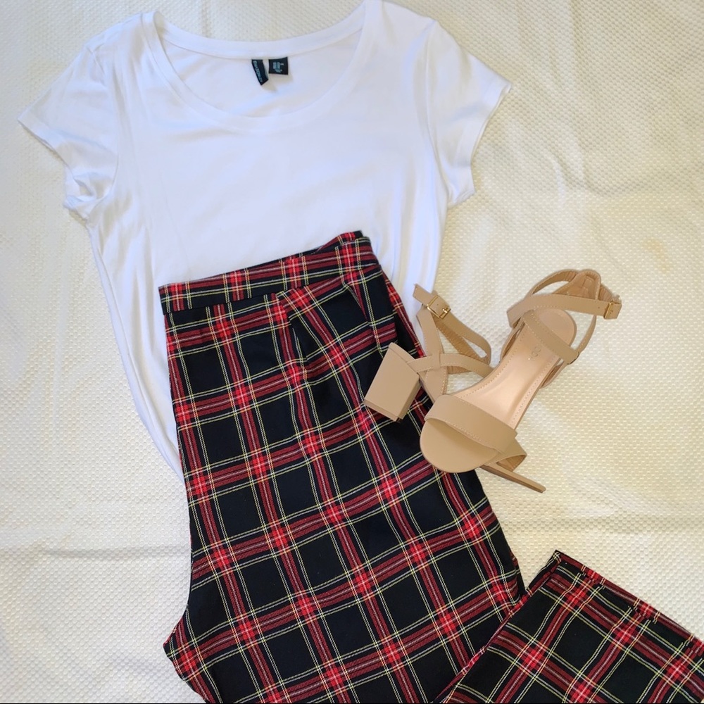 Shein Plaid Tapered Straight Leg Pant